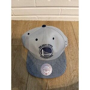 Golden State Warriors Mens Gray Striped Snapback Hat Mitchell & Ness Adjustable